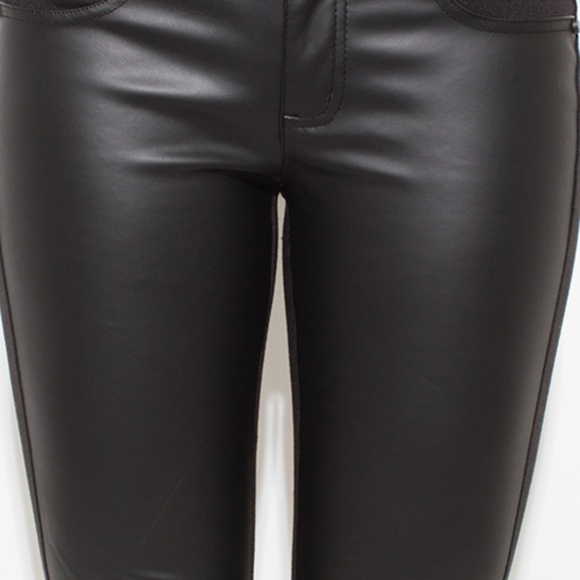 ~LEATHER PANEL PONTE KNIT MID RISE SKINNY PANTS~ - Picture 8 of 8